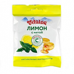 Виталор карамель леденцовая Лимон с мятой с вит. С 60г