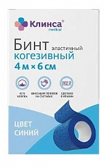Бинт КЛИНСА когезивный 4м х 6см (синий)