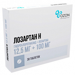 Лозартан Н таб. п/пл. об. 100мг + 12,5мг №30