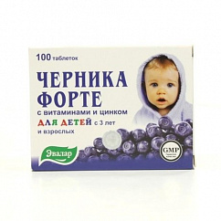 Черника форте с витаминами и цинком таб. 250мг №100