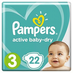 Подгузники PAMPERS Active baby midi (6-10кг) №22