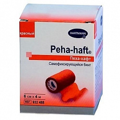 Бинт PEHA-HAFT фикс. самокл. 4м х 6см (красный)