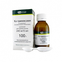 Ко-Тримоксазол фл. (сусп. д/приема внутрь) 240мг/5мл 100г с ложкой мерной