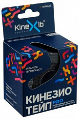 Лента клейкая КИНЕЗИО-ТЕЙП Kinexib Pro с усил. фиксацией 5м х 5см (черн.)