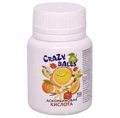 Аскорбиновая кислота CRAZY BALLS MIX драже 500мг №100 (разноцв.)