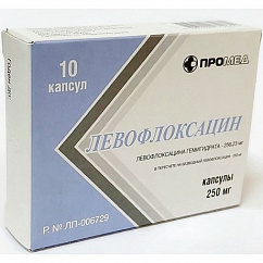Левофлоксацин капс. 250мг №10 уп.конт.яч.-пач.карт.