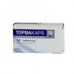 Торвакард таб. п/пл. об. 10мг №30