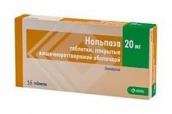 Нольпаза таб. кишечнораств. п/пл. об. 20мг №56