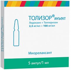 Толизор инъект амп.(р-р д/в/в и в/м введ.) 2,5мг/мл+100мг/мл 1мл №5