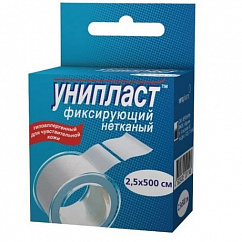 Лейкопластырь УНИПЛАСТ 2,5 х 500см (гипоаллерг. фикс. на неткан. основе)