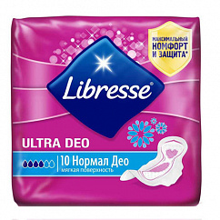 Прокладки гигиенические LIBRESSE Ultra Normal Deo мягкая поверх. №10
