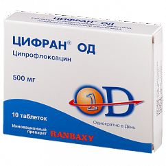 Цифран ОД таб. с пролонг. высв. п/пл. об. 500мг №10