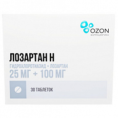 Лозартан Н таб. п/пл. об. 25мг+100мг №30