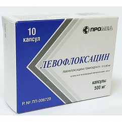 Левофлоксацин капс. 500мг №10 уп.конт.яч.-пач.карт.