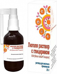 Люголя раствор с глицерином фл.(р-р д/мест. прим.) 25г №1 + расп. насадка