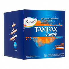 Тампоны гигиенические TAMPAX Compak Super Plus №16 с апплик.